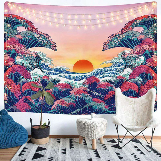 Sunsetaro - Vibrant Colors Ocean Serenity Tapestry