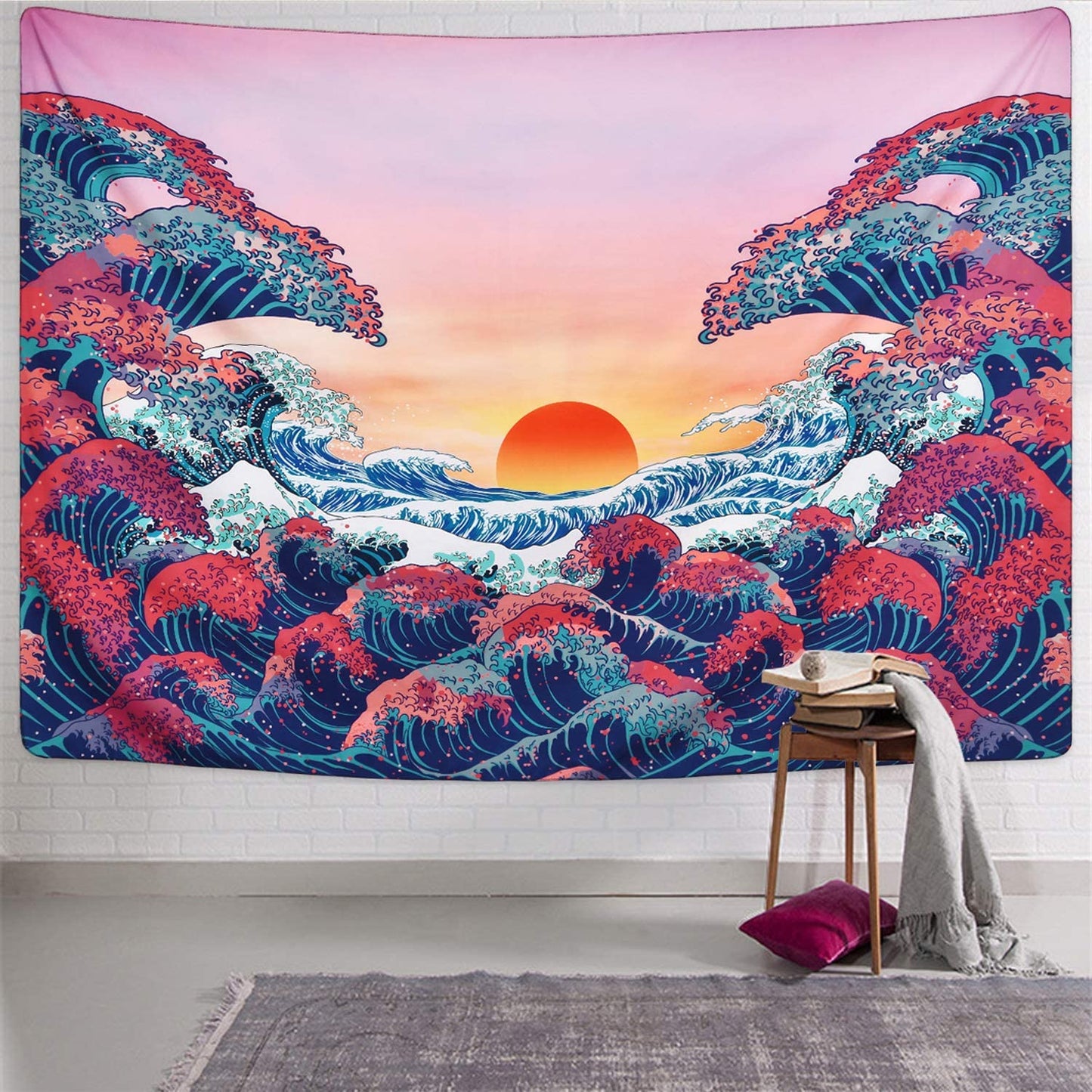 Sunsetaro - Vibrant Colors Ocean Serenity Tapestry
