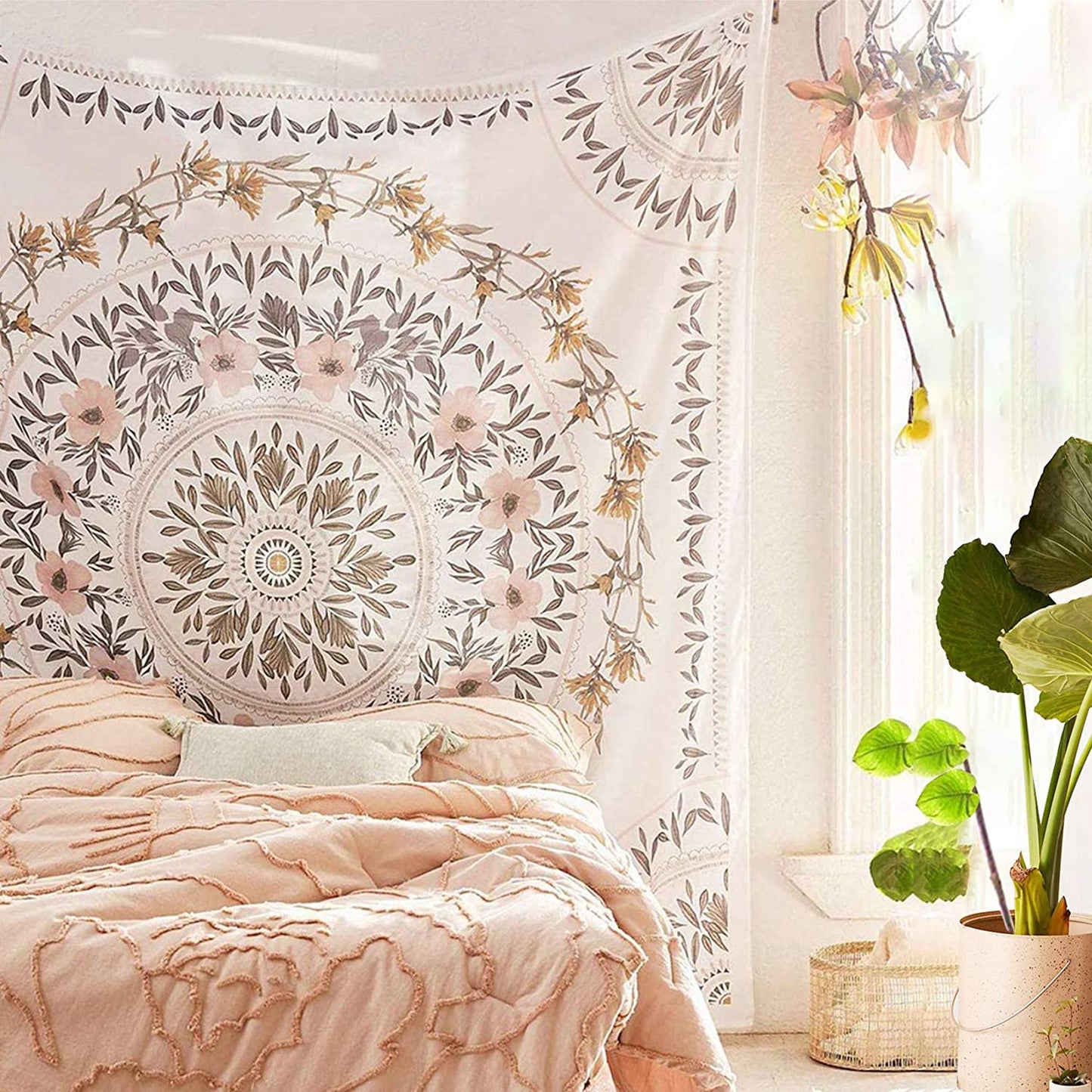 Flor - Blooming Flower Wreath Lavender Garden Tapestry