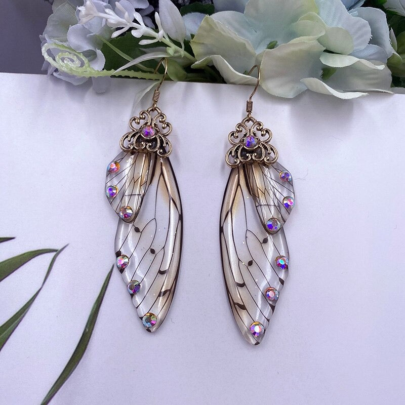 Luccio - Colorful Handmade Fairy Butterfly Crystal Wing Earrings