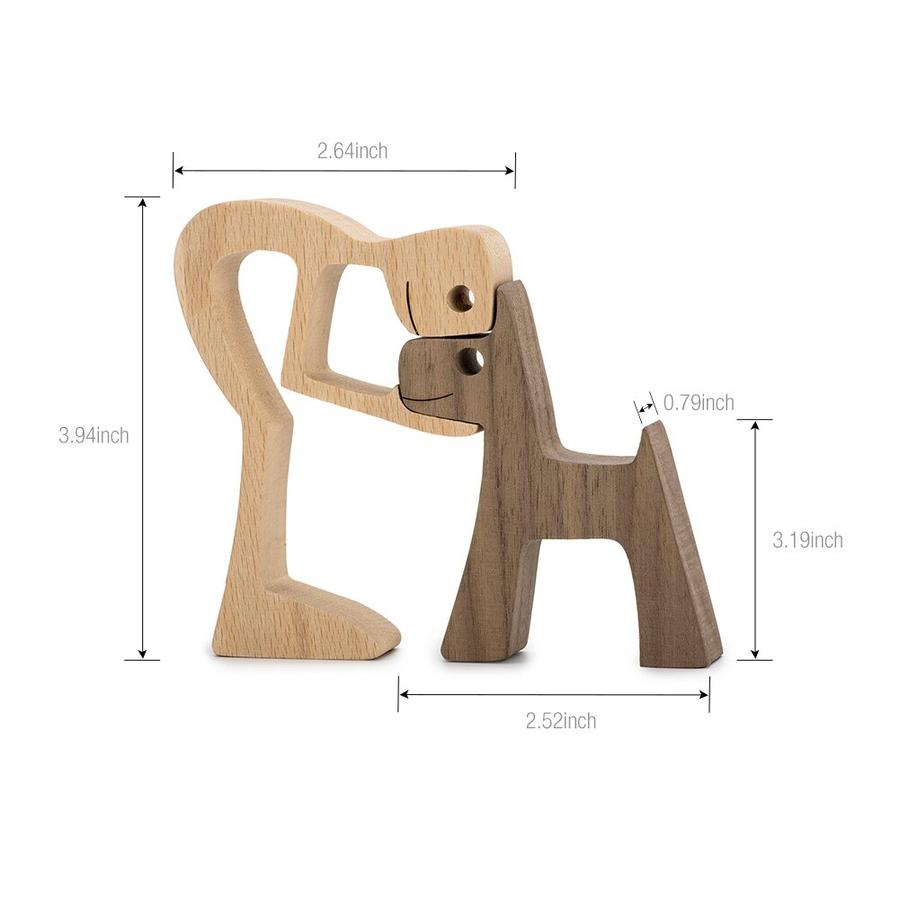 Capaw - Wooden Man and Dog Sculpture
