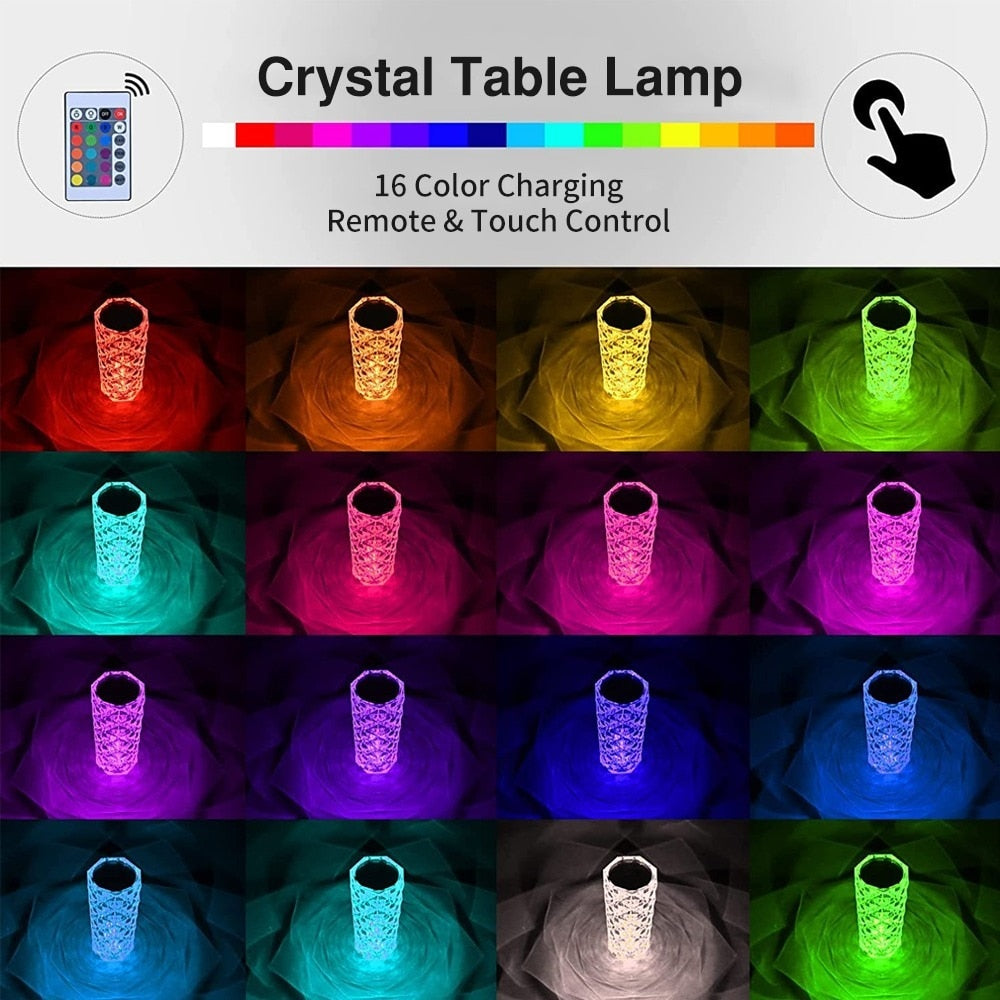 Crystal Table Lamp Rose