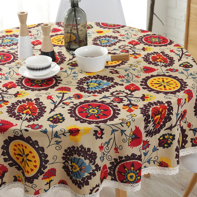 Boho Chic Sunflower Garden Tablecloth