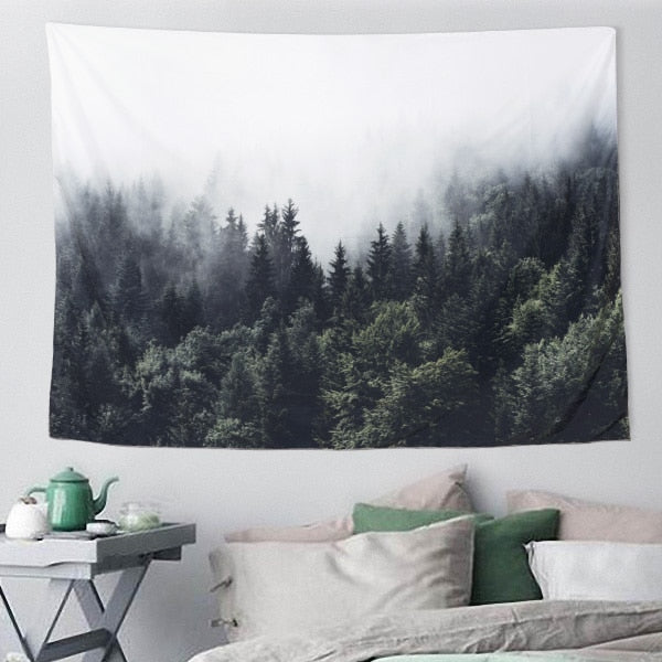 Foggy forest online tapestry