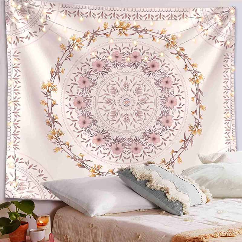 Flor - Blooming Flower Wreath Lavender Garden Tapestry