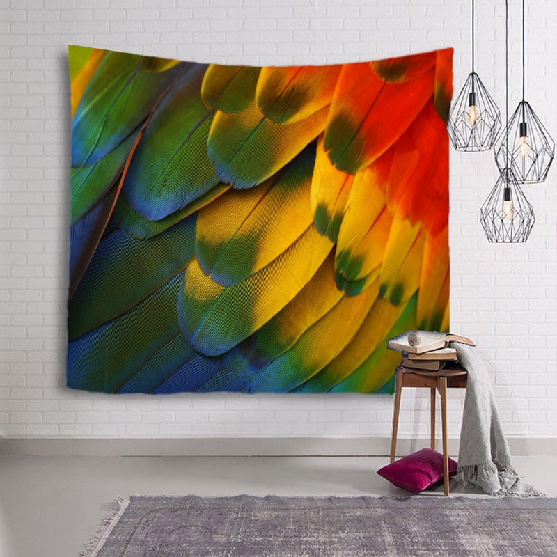 Feather - Vibrant Parrot Wing Feather Tapestry