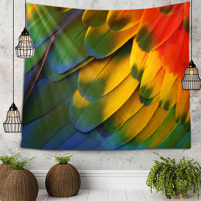 Feather - Vibrant Parrot Wing Feather Tapestry
