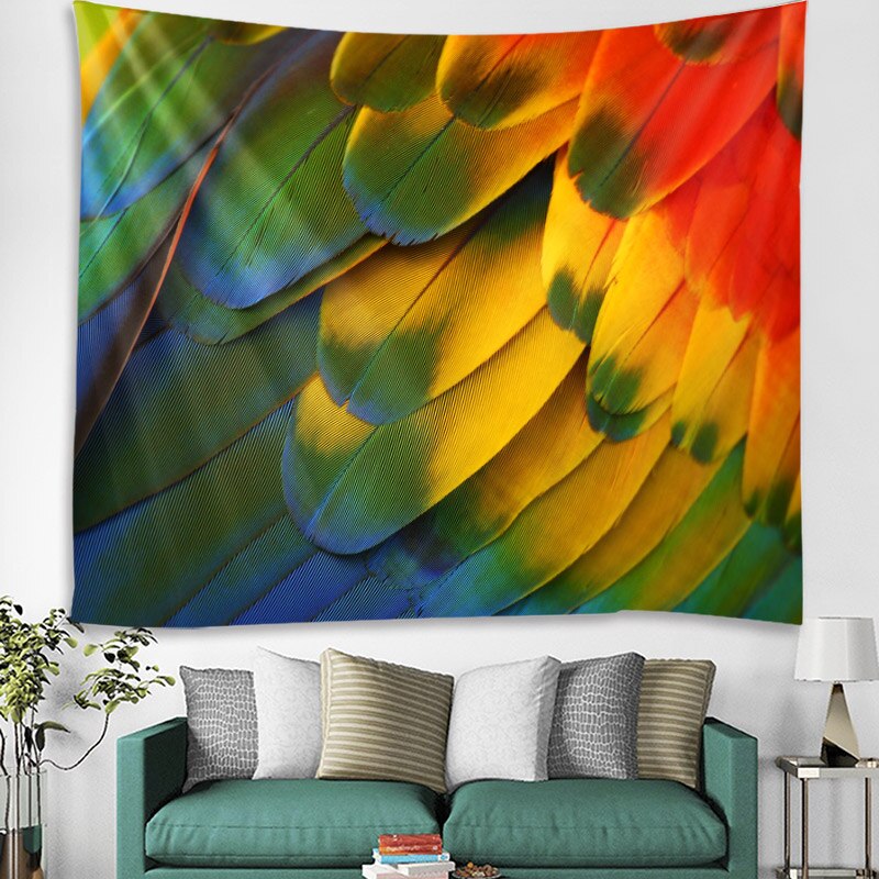 Feather - Vibrant Parrot Wing Feather Tapestry