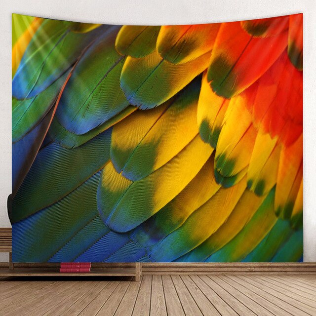 Feather - Vibrant Parrot Wing Feather Tapestry