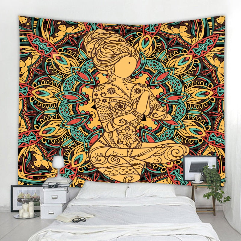 Chakra - Colorful Swirls Yoga Meditation Tapestry
