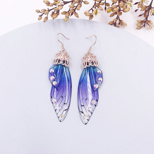 Luccio - Colorful Handmade Fairy Butterfly Crystal Wing Earrings