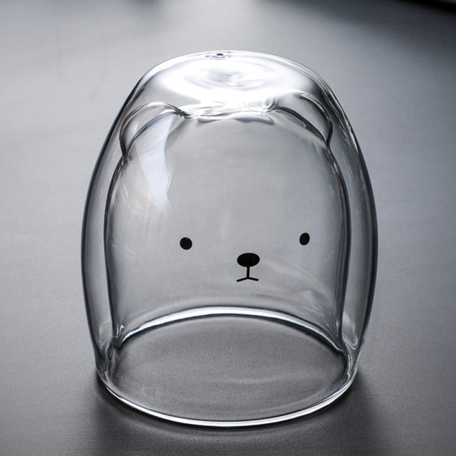 Vatery - Cute Animal Double Wall Glass Mugs