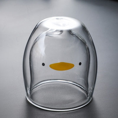 Vatery - Cute Animal Double Wall Glass Mugs