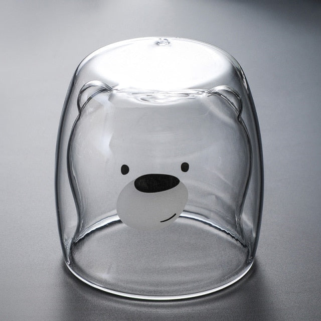 Vatery - Cute Animal Double Wall Glass Mugs