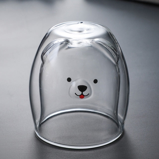 Vatery - Cute Animal Double Wall Glass Mugs