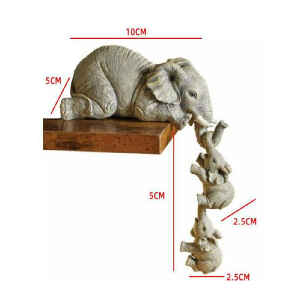 Unitz - 3-piece Elephants Mother Hanging 2-Babies Figurine