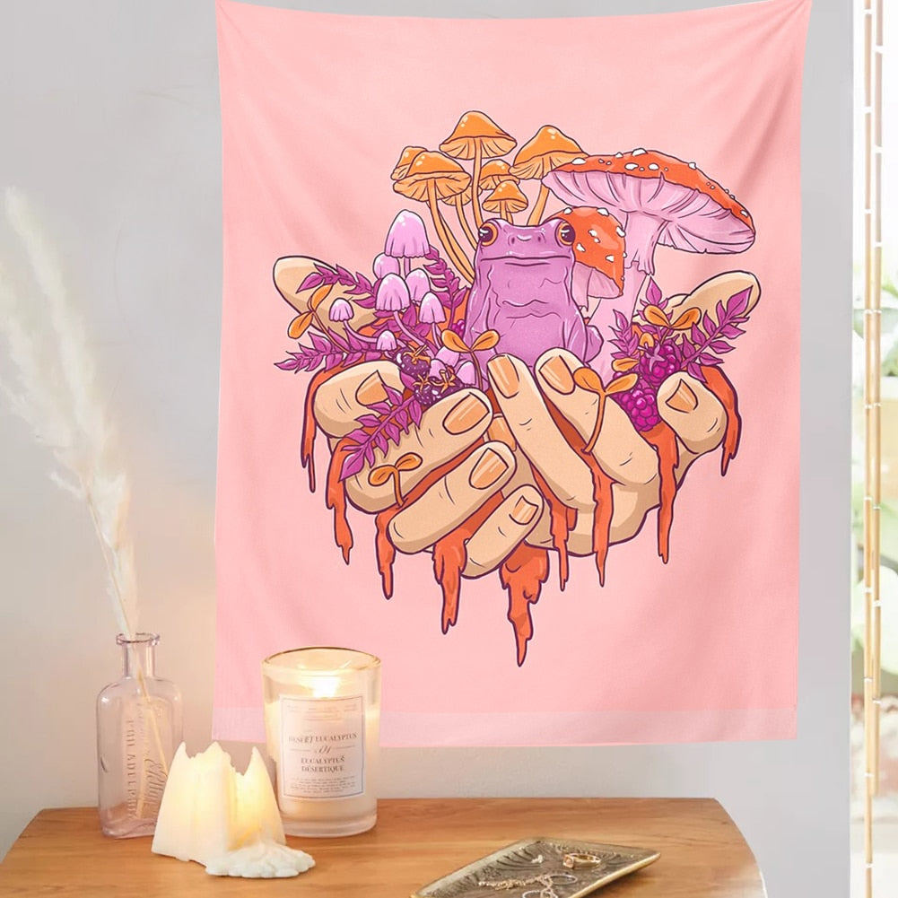 Parrut - Psychedelic Mushroom Frog Wall Tapestry