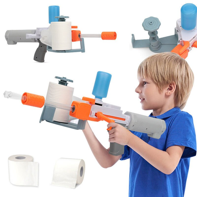 Toilet paper gun toy