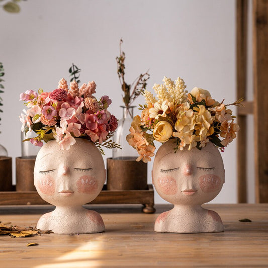 Sculto - Doll Face Resin Flower Pot