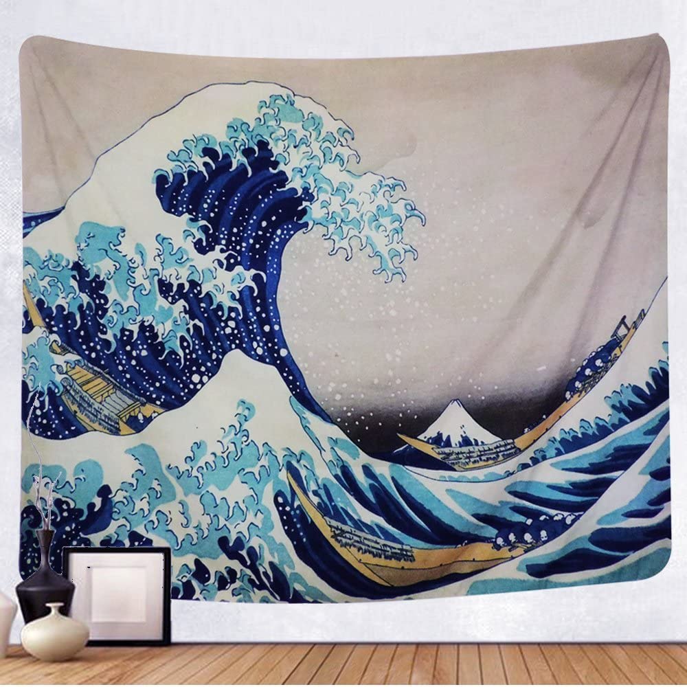 Wave - Cascading Boats & Ocean Wave Kanagawa Tapestry
