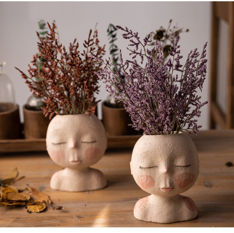 Sculto - Doll Face Resin Flower Pot