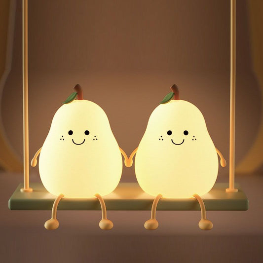 Cute Pear Bedside Touch Night Lamp Dimmable 7 Color