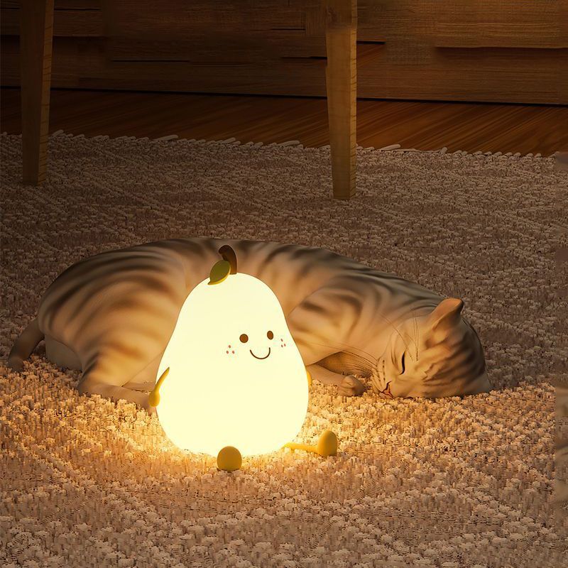 Cute Pear Bedside Touch Night Lamp Dimmable 7 Color