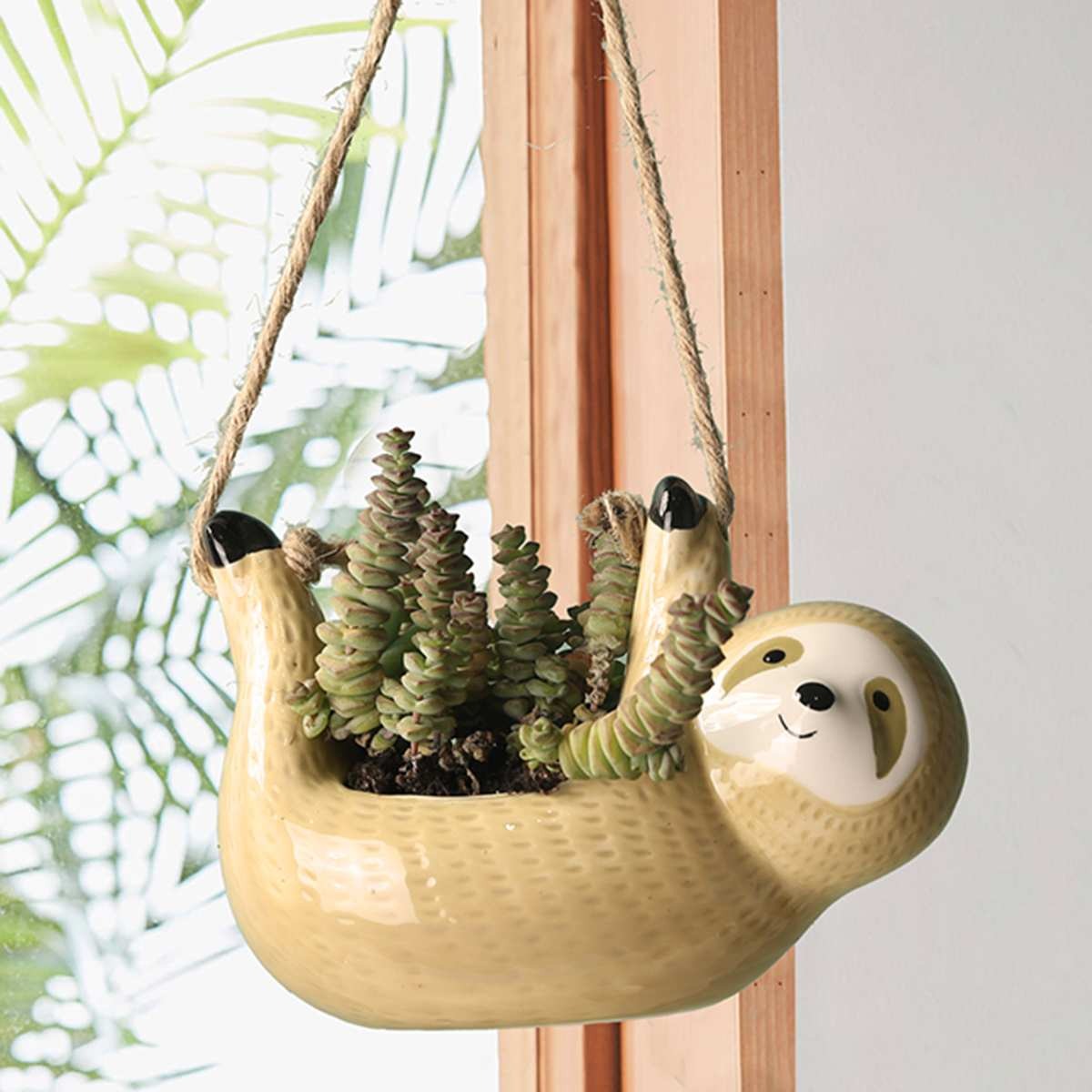 Peca - Cute Sloth Hanging Ceramic Planter