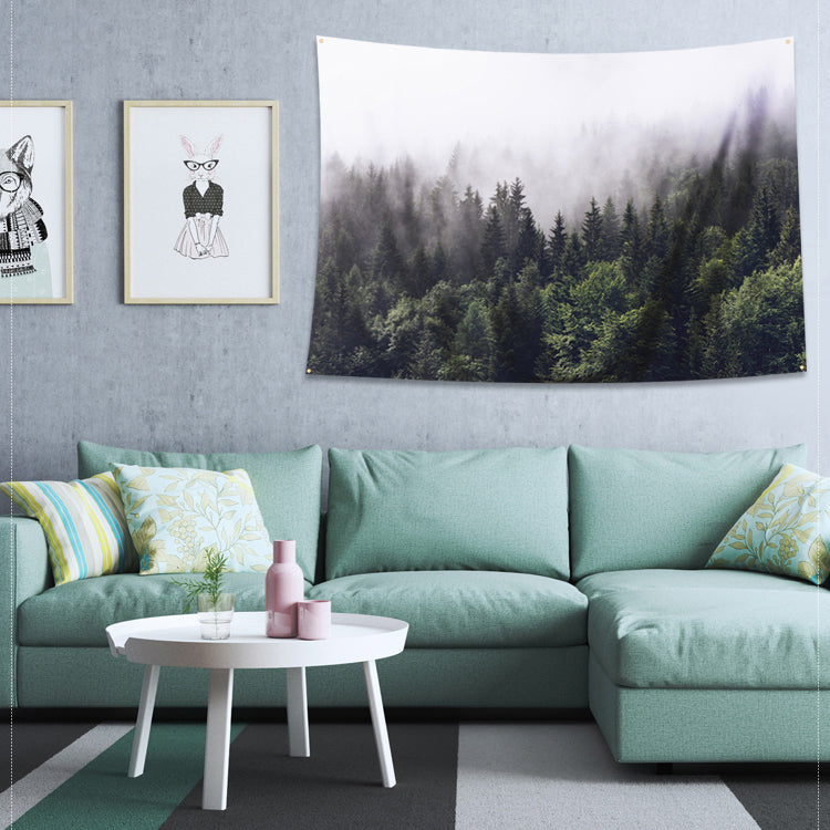 Mystica - Foggy Morning Mountain Forest Tapestry