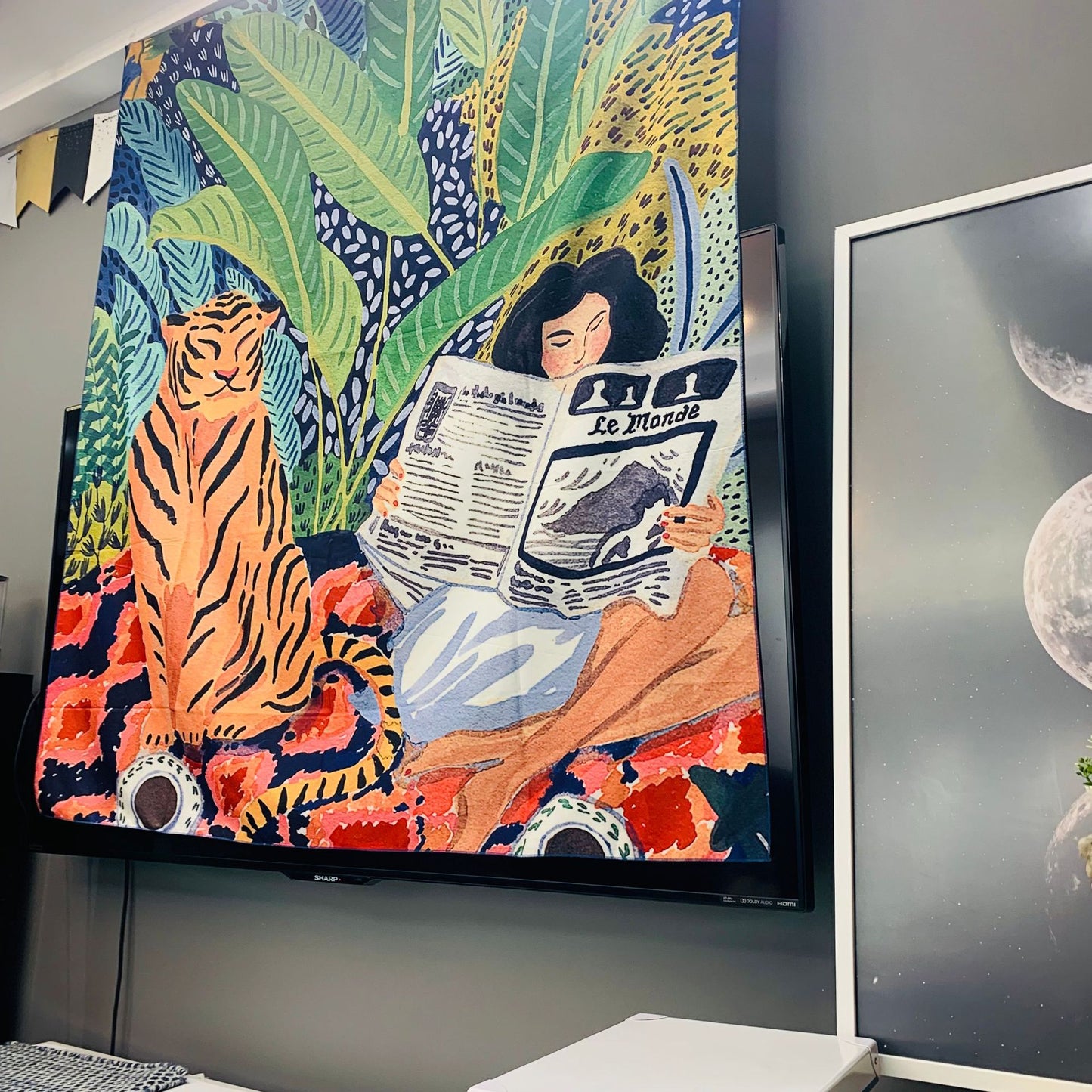 Junglo - The Girl, the Tiger & the Jungle Decorative Tapestry