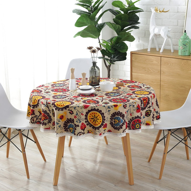 Boho Chic Sunflower Garden Tablecloth