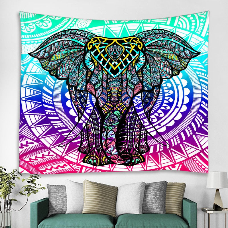 Elefante - Colorful Wise Elephant Mandala Tapestry