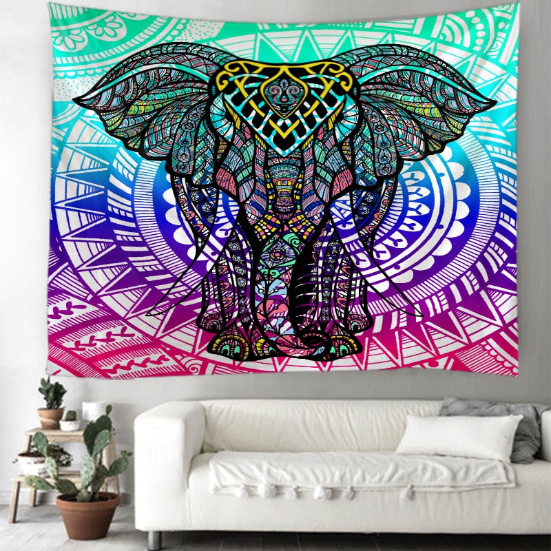 Elefante - Colorful Wise Elephant Mandala Tapestry