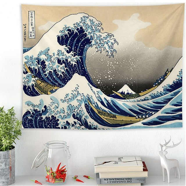 Wave - Cascading Boats & Ocean Wave Kanagawa Tapestry