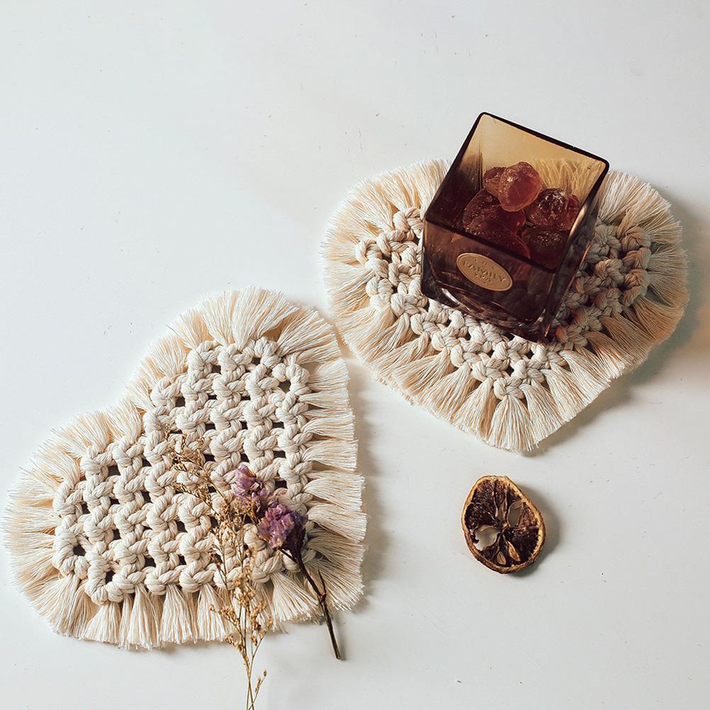 Heartry - Handmade Bohemian Heart Macrame Cup Pad