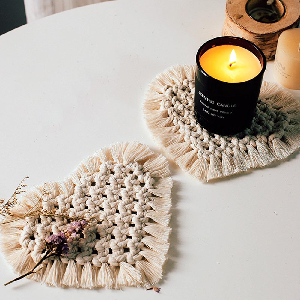 Heartry - Handmade Bohemian Heart Macrame Cup Pad