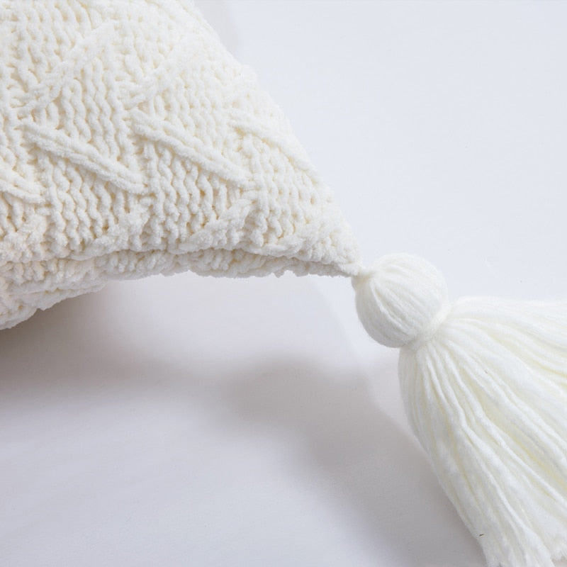 Cushadri - Textured Herringbone Tassel Pillow Cover