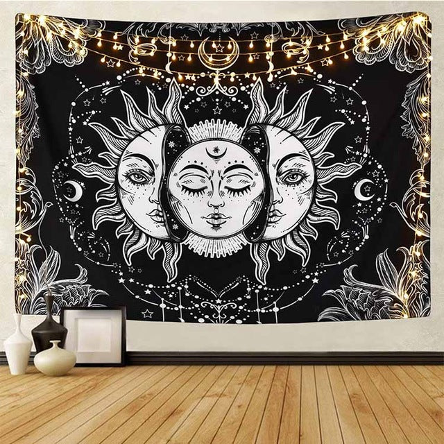 Moonbia - Celestial Moon Sun Phases Mandala Tapestry