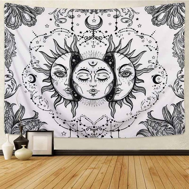 Moonbia - Celestial Moon Sun Phases Mandala Tapestry