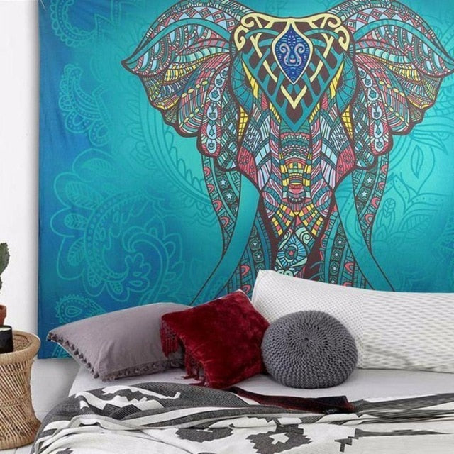 Elephantsy - Colorful Elephant Mandala Wall Hanging Tapestry