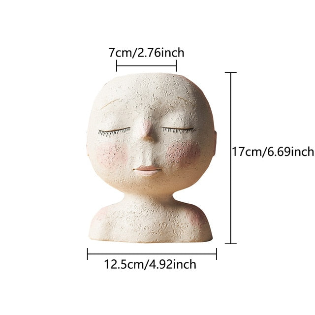 Sculto - Doll Face Resin Flower Pot