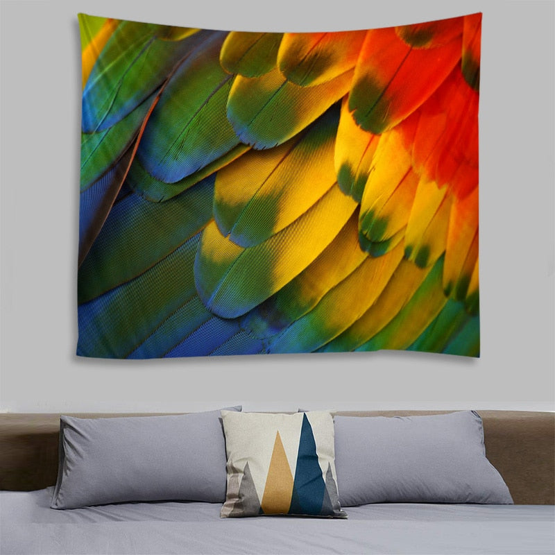 Feather - Vibrant Parrot Wing Feather Tapestry