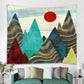 Peak - Colorful Southwestern Mountain Red Sun Tapestry