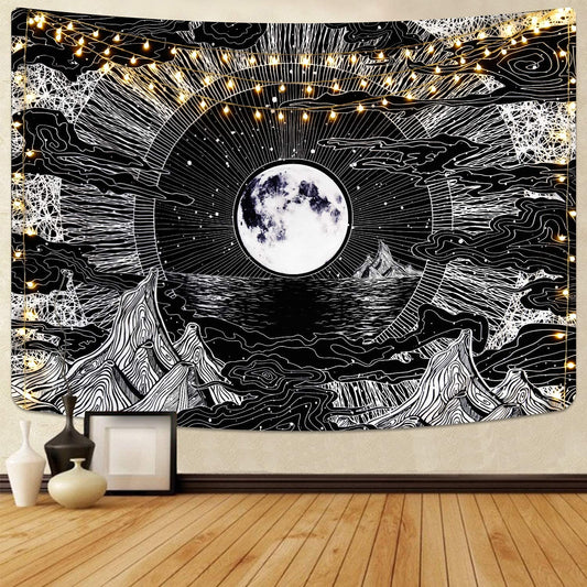 Lucy - Psychedelic Full Moon Mountain Tapestry
