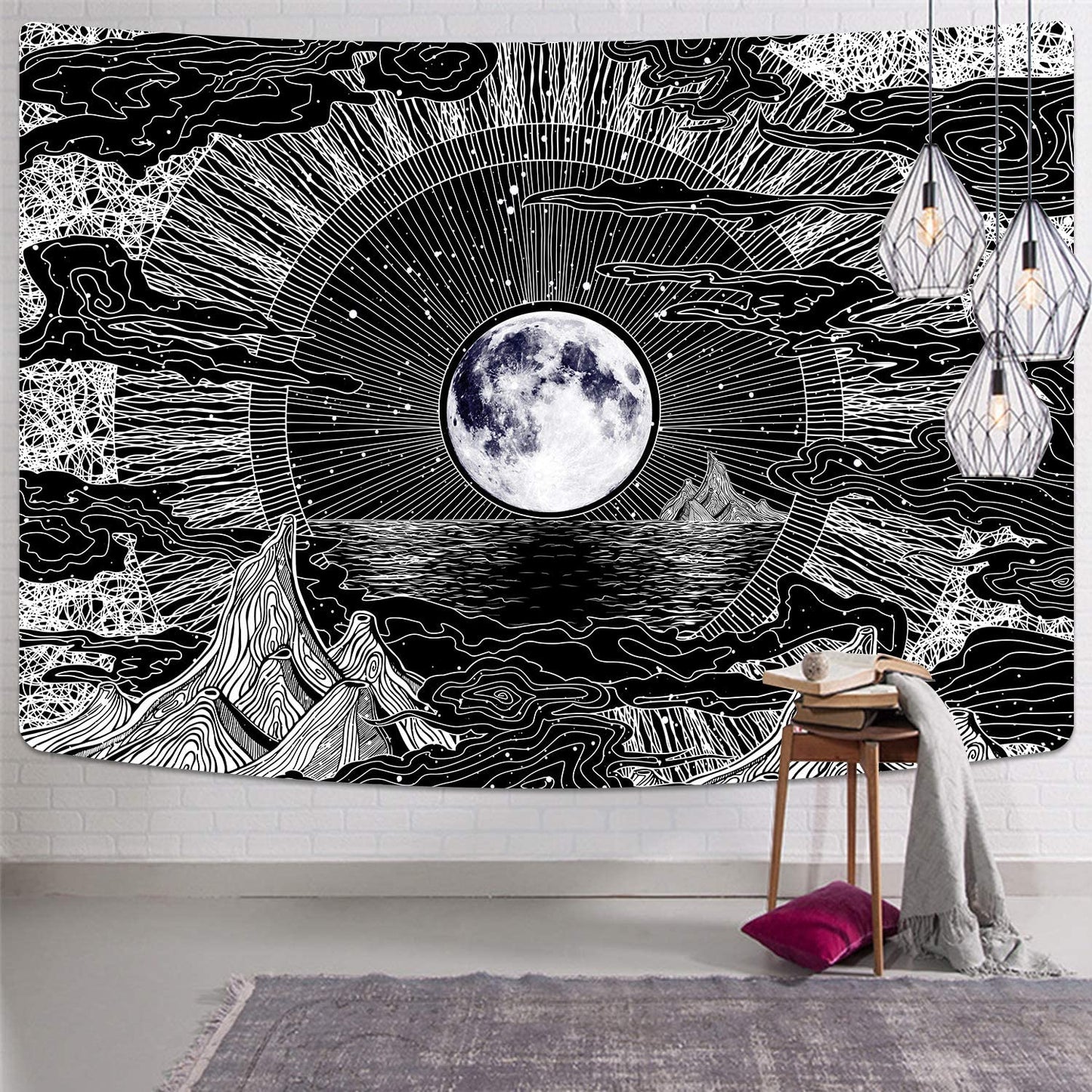 Lucy - Psychedelic Full Moon Mountain Tapestry