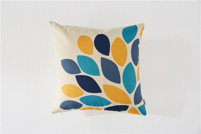 Nidi - Nordic Blue & Yellow Flower Bird Cushion Covers