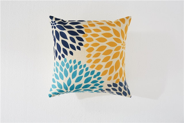 Nidi - Nordic Blue & Yellow Flower Bird Cushion Covers