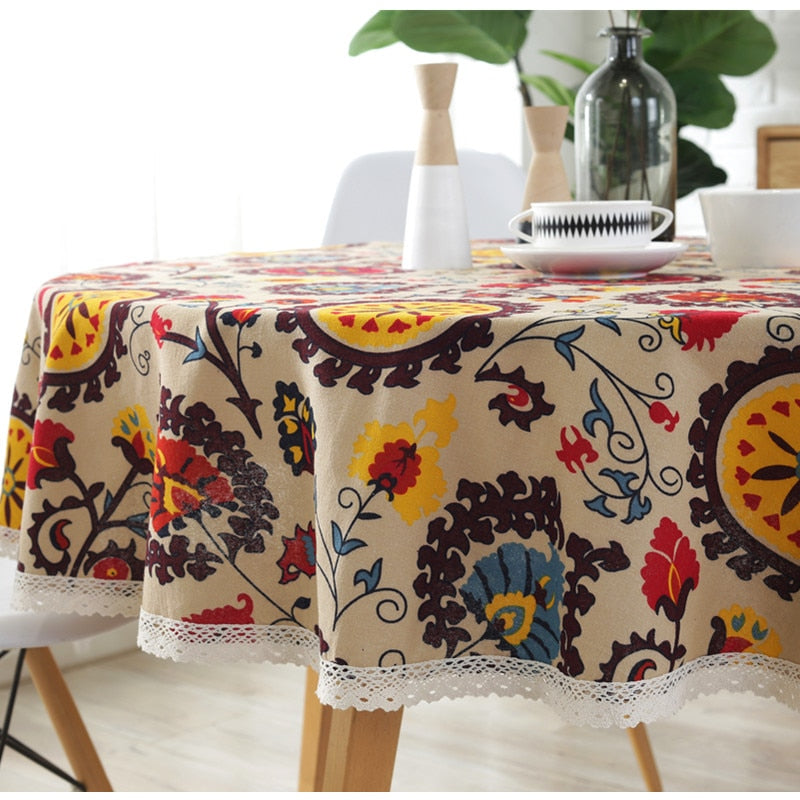 Boho Chic Sunflower Garden Tablecloth