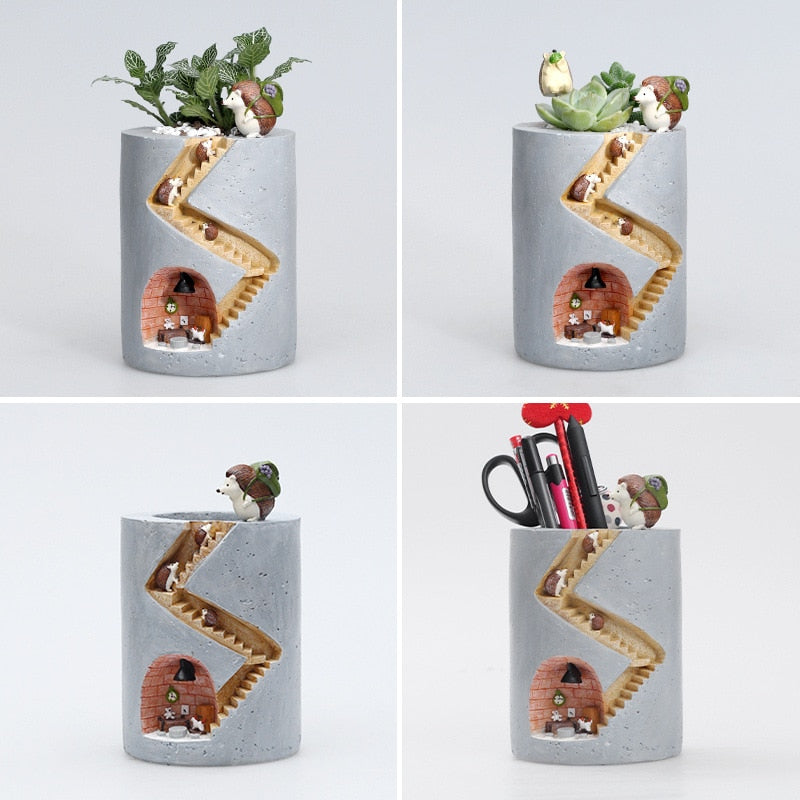 Smirf - Creative Rabbit & Hedgehog Resin Flowerpot