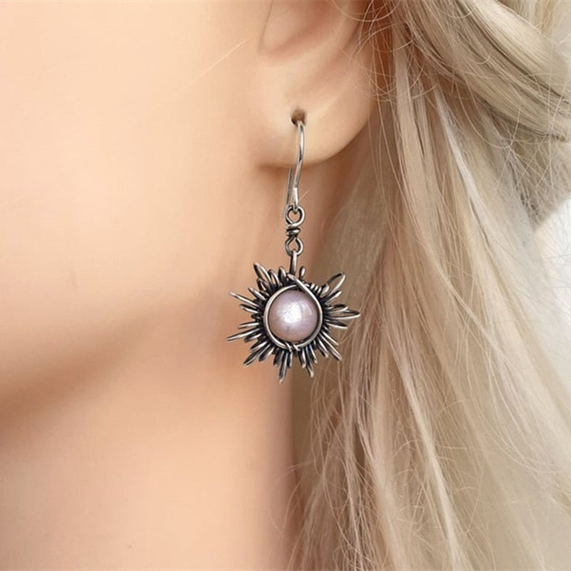 Pepila - Sunshine & Luna Moon Asymmetrical Dangle Earrings